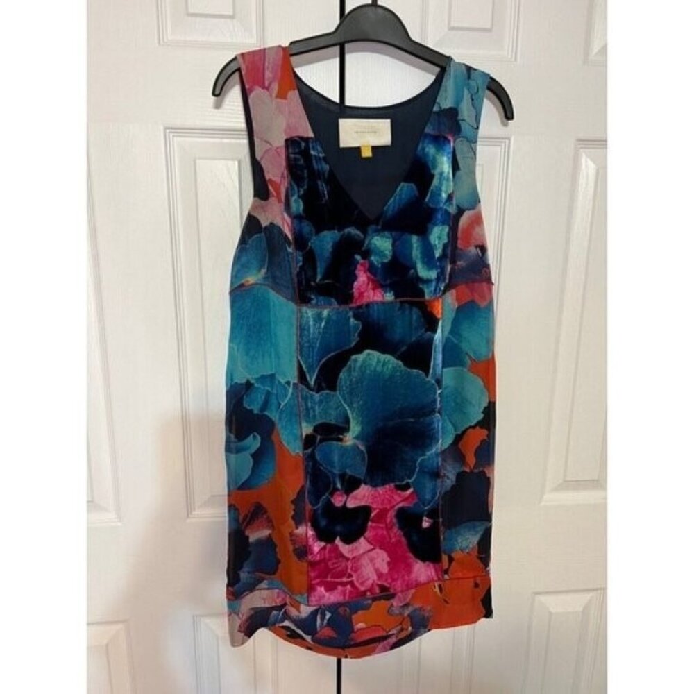 Anthropologie Leifstodottir Dress 8 Silk Blend Sleeveless Mixed Media Colorful - Picture 13 of 13